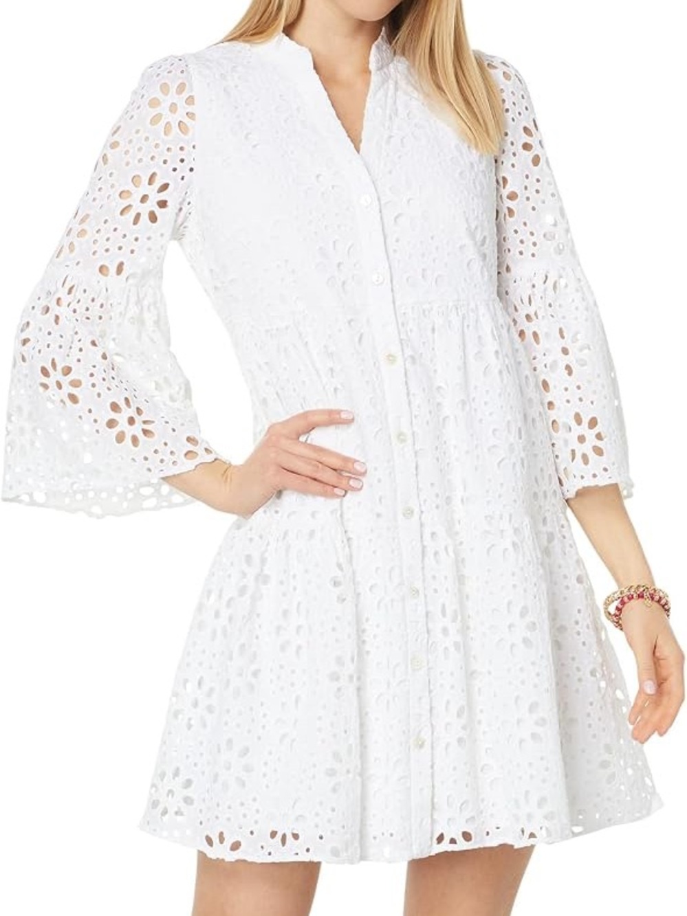 Lilly Pulitzer Hazelanne Eyelet Dress Resort White Funflower Eyelet
